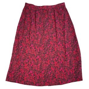 Sag Harbor Geometric Print Midi Skirt Women's Red Pink Black A-Line
